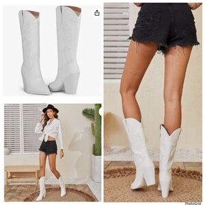 ILV size 10 white cowboy heeled boots NWOT